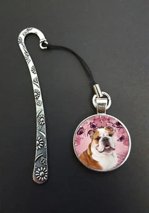 Bulldog Pendant Metal Bookmark Birthday Reading Gift N749 - Imagen 1 de 1