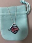 Tiffany & Co. Sterling Silver 925 Red Love Heart  Tag Necklace