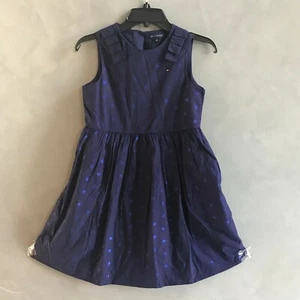 NWT Tommy Hilfiger Little Girls Navy Blue Dots Summer Dress Sizes 6 7 8 10 12 14 - Picture 1 of 4