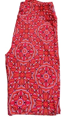 LulaRoe One Size 2-10 Leggings Red Pink Orange Kaleidoscope Geometric Pattern - Image 1 of 2