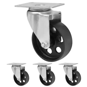 4X Swivel Caster Wheels Top Steel Plate & Bearing Casters 3" Heavy Duty 440lbs - Picture 1 of 12