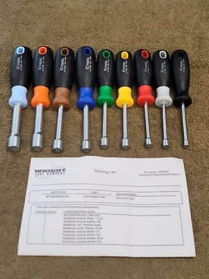 Wright WTC K-Tool Hollow Shaft Nutdriver Set KTI 9/16 1/2 7/16 3/8 3/16" Sae - Image 1 of 4
