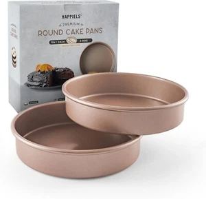 Non Toxic Nonstick 9 inch Round Cake Pans Set of 2 | Quality Layer 2inches Deep - Picture 1 of 7