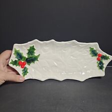 RARE White Lefton Holly & Berry Serving Tray #6057 1970/71