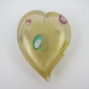 Vintage Murano Glass Paperweight Heart Shape Millefiori Murrines Gold Dust Italy - Imagen 1 de 12