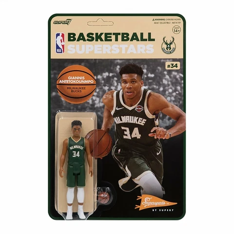 Giannis Antetokoumpo Milwaukee Bucks NBA ReAction Figure Super7 New Cover