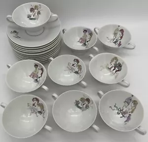Rosenthal Montparnasse (9) Nine cream soup bowl & saucers Lis Muller - Picture 1 of 6