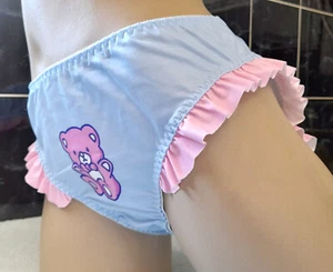 Bonito cuidado azul oso Kawaii sedoso volante cadera calzoncillos bragas volantes XL - Imagen 1 de 11