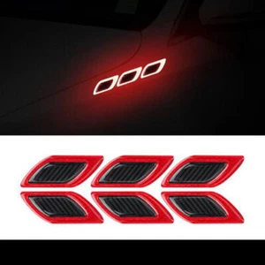 6x Safety Reflective Tape Open Sign Warning Mark Car Door Stickers Carbon Fiber - Picture 1 of 10
