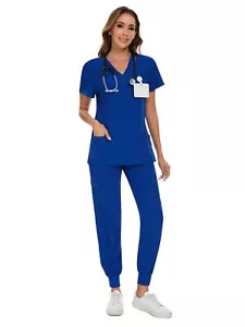 Scrubs for Women Set - Stretch V-Neck Scrub Top & Jogger Pant with 8 Pockets ... - Picture 1 of 8
