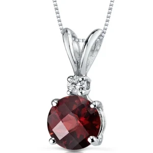 14 kt White Gold Round Cut 1.50 ct Garnet Pendant - Picture 1 of 4