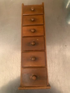 Vintage Wooden Wall Hanging 6 Drawer Sewing Organizer - BEx - Picture 1 of 4