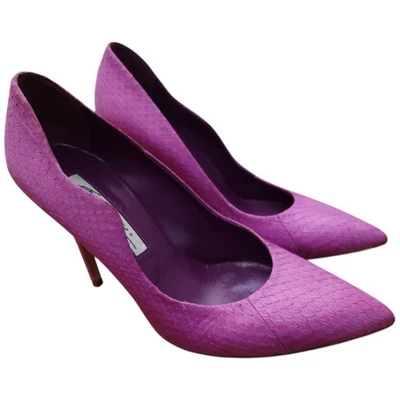 Brian Atwood Fuschia Purple Besame Snake Skin Pumps 38.5 - Image 1 of 4