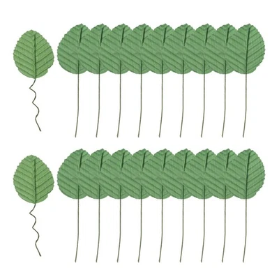 Paquete de 20 hojas artificiales verde oscuro con tallos hojas falsas seda imitación hoja Foto 1 de 4