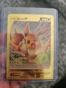 Eevee V Gold Foil Fan Art Vinyl Textured Collector Pokemon Card - Picture 1 of 4