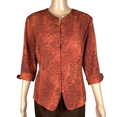 Vintage Kathy Che Animal Print 3/4 Sleeve Blouse Size 10 - Image 1 of 4