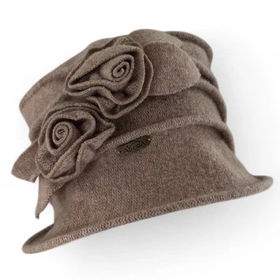 Sombrero cubo de lana Adora vintage borde de alambre con acento floral para dar forma a bronceado Foto 1 de 4