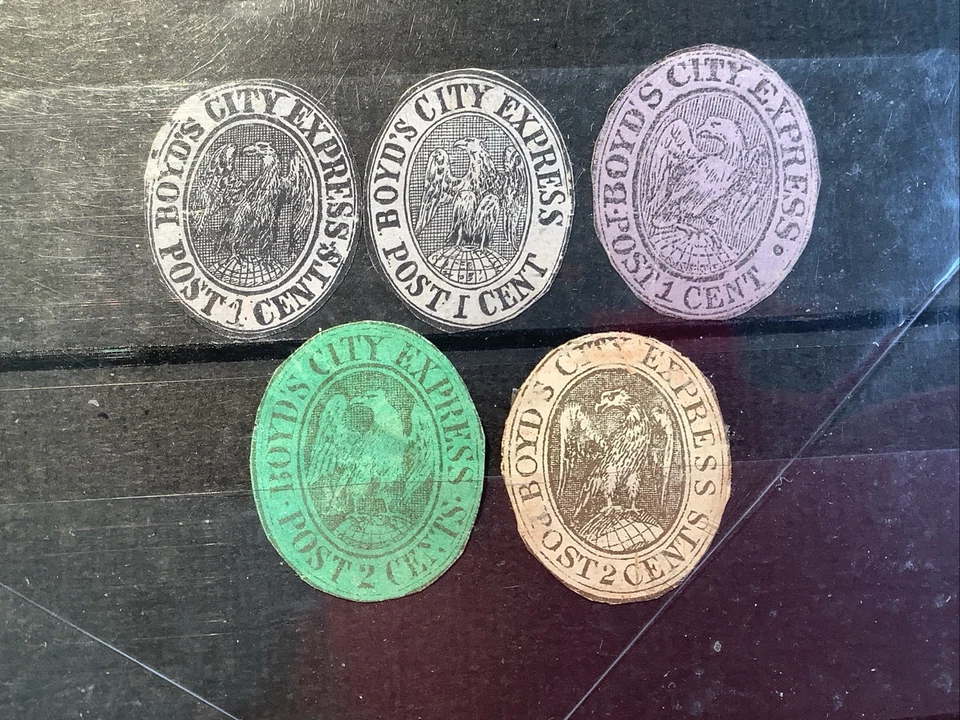 1844-1867 US Local Post  FIVE  Company DIE CUT - BOYD’S CITY EXPRESS   1+2 Cent - Image 1 of 4
