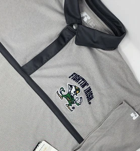 NUEVO Polo Notre Dame Lucha Irlandesa Para Hombres Grande Gris Bordado Russell Nuevo con Etiquetas - Imagen 1 de 11