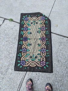 Vintage Antique Handmade Hooked Rug 42" X 22" - Picture 1 of 10