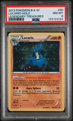 2013 Pokemon Black & White Legendary Treasures Lucario Holo #80 PSA 8 - Image 1 of 3