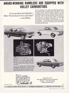 1963 RAMBLER AMBASSADOR - CLASSIC SIX - AMERICANO ~ RARO ANNUNCIO HOLLEY - Foto 1 di 1
