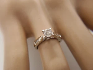 14k White Gold Round Diamond Engagement Ring 1/2 CT - Picture 1 of 6