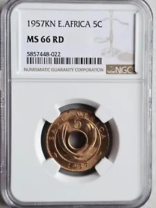 British East Africa 5 Cents 1957KN NGC MS 66 RD - Picture 1 of 2