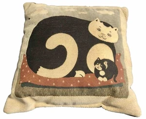 Borgata Cat & Kitten Tapestry Thow Pillow Cottage Granny Decor 16” X 16” Read - Picture 1 of 9