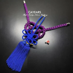 JDM Junction Produce Purple Kintsuna Rope Blue Fusa Kiku Knot Car Lucky Charms - Picture 1 of 12