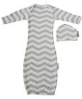 Woombie Indian Cotton Gowns Plus Hat, Gray Chevron, 7-15 Lbs