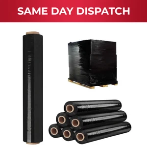 Rollo de envoltura retráctil elástico negro envoltura de palets película adhesiva 400 mm x 1,2 Kg - Imagen 1 de 7