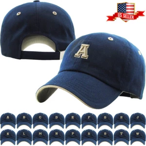 ABC Letter Embroidery INITIAL Navy Dad Hat Baseball Cap Adjustable - Picture 1 of 41