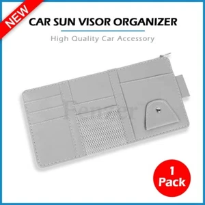 Gris Cuero PU Coche Parasol Organizador Bolsa Bolsillo Portatarjetas Almacenamiento - Imagen 1 de 6
