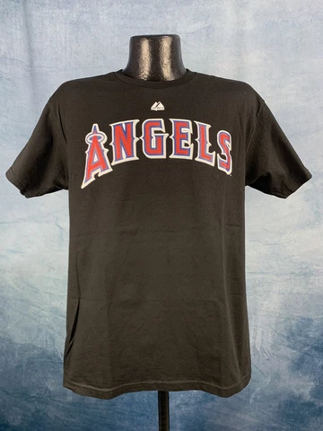 Men's Majestic Los Angeles Angels #5 Albert Pujols Black Player Jersey Tee NWT Cover