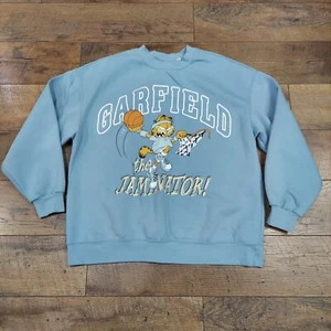 Garfield The Jaminator Pullover Sweatshirt Large Light Blue Graphic Print H&M - Picture 1 of 8