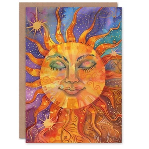 The Sun Colourful Watercolour Tarot Card Design Good Luck Card - Bild 1 von 6