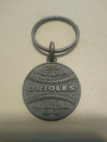 Vintage 1970s Baltimore Orioles Key Ring / FOB. 25th Anniversary. FREE SHIPPING Cover