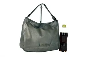 Salvatore Ferragamo Metallic Gray Leather One Shoulder Bag Hobo Hand Bag Purse - Picture 1 of 12