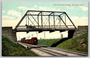 Postcard Overhead Bridge Over Railroad Tracks Bucyrus Ohio *5056 - Picture 1 of 2