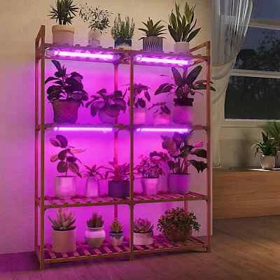 Plant Stand with Grow Lights for Indoor Plants Wood Plant Shelf 4 Tier Large ... Foto 1 de 4