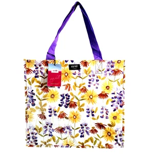 Gigi Hill Los Angeles Grocery Tote Bag White Purple Yellow Floral New With Tags - Picture 1 of 4