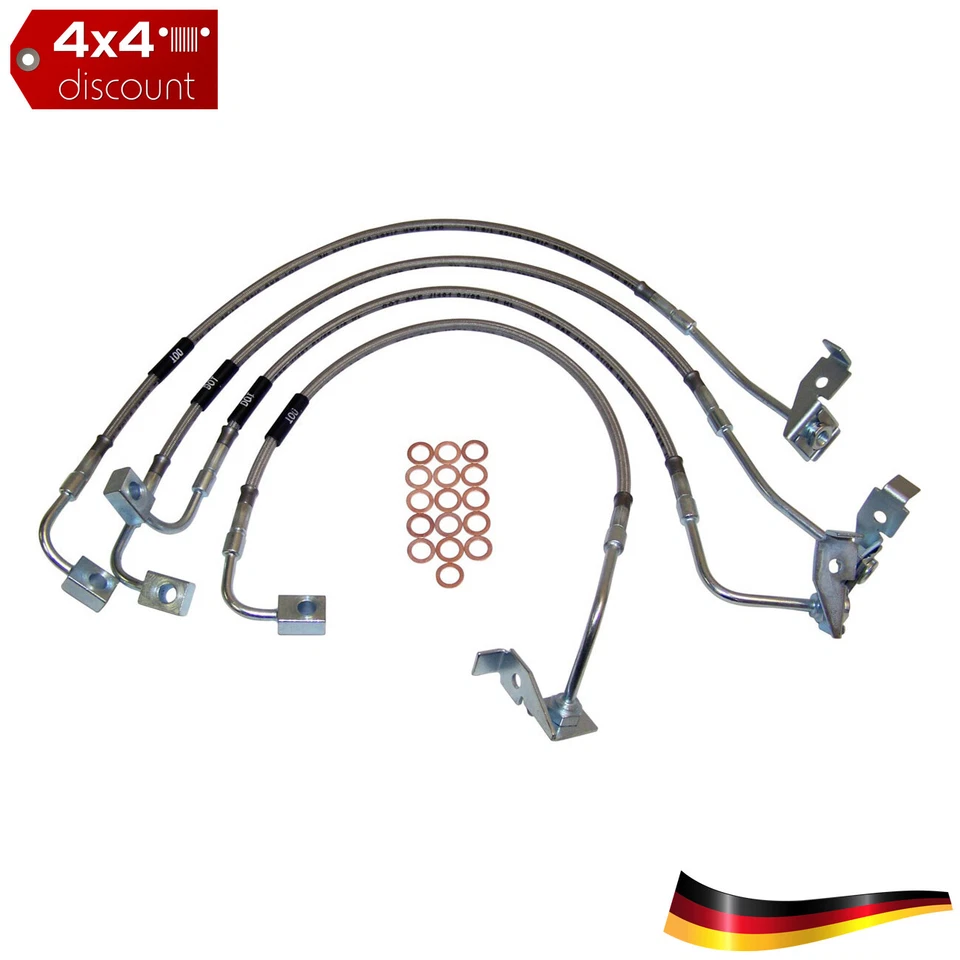 Kit de flexible de frein en acier inoxydable, avant et arrière Jeep Wrangler JK - Photo 1/1