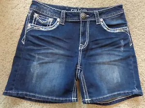 Grace in LAđź’—Embroidered Rhinestone/Sequin Easy Fit Stretch Jean Shortđź’—Sz 30 - Picture 1 of 6