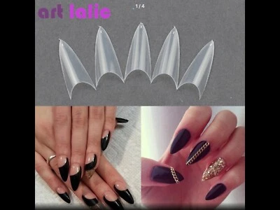 200  Clear  Stelletto Shaped Pro Nail False Tips Well Less With Box  Uk Seller - Image 1 of 4