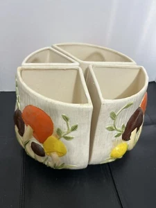 Vintage MUSHROOM 4 section Divided Canister Set MCM ceramic repurpose Planters - Picture 1 of 18