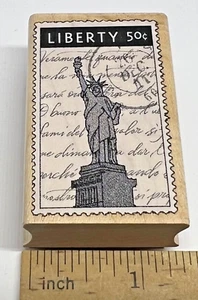 STATUE of LIBERTY Patriotic USA NEW YORK POSTAGE Hero Arts POST MAI Rubber Stamp - Picture 1 of 4