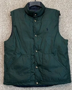 Polo Ralph Lauren Daunenweste Herren mittelblau grün Wende Druckknopf Pony Puffer - Bild 1 von 19