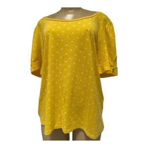 Ann Taylor LOFt Yellow Polka Dot Summer Blouse Size XL - Picture 1 of 4