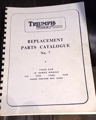 ORIGINAL USED TRIUMPH T20 PARTS MANUAL BOOK No. 7, 295/60 FOR 1960 SEASON - Image 1 of 2